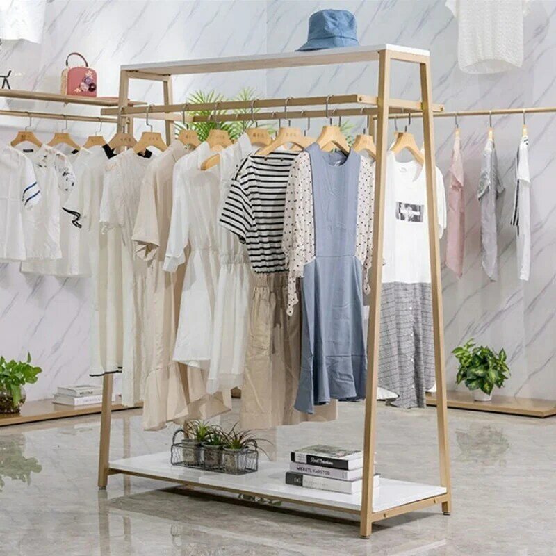 Custom, retail clothes shop showroom furniture metal garment display stand rack
