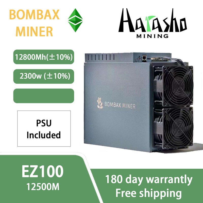 Bombax EZ100 Miner com Algoritmo Etchash, Moeda Digital, 12500M, ETC, ETF, Ethereum Classic Asic Miner com PSU, 2500W, Novo