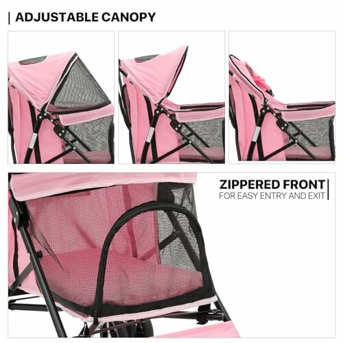 4 Wheel Pet Stroller, Easy Folding Puppy Crate Jogging Stroller with Sun Cover, Suitable for Small to Medium Pets up to 22 lbs