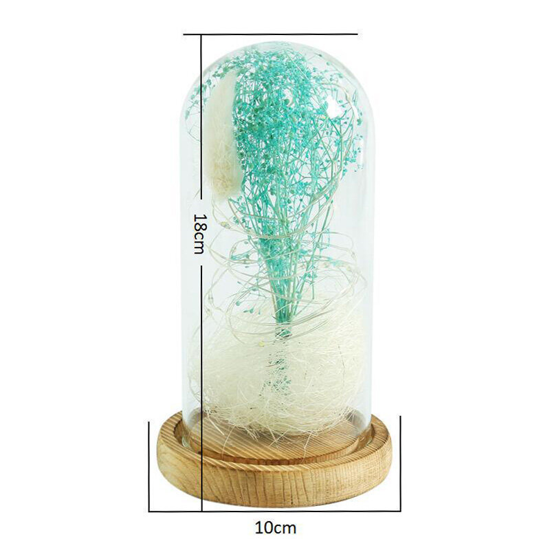 Vas LED bunga Gypsophila palsu terarium, 1 buah penutup lanskap kaca untuk dekorasi rumah