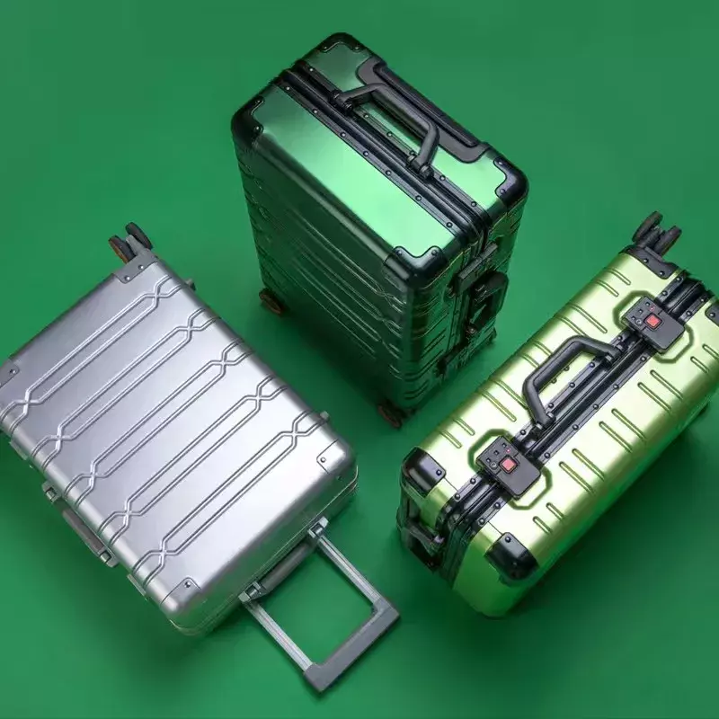Tutta la valigia da viaggio in lega di alluminio-magnesio bagaglio da lavoro da uomo su ruote trolley bagaglio a mano valigia da cabina