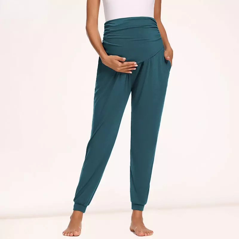 Womens Maternity Pants Over The Belly Stretchy High Waist Pregnancy Sweatpants Comfortable Casual Pregnanct Joggers with Pockets