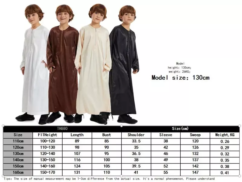 2024 nuovi abiti per bambini musulmani medio oriente arabo ragazzi cerniera stampata girocollo manica lunga abito camicia abiti islamici abbigliamento