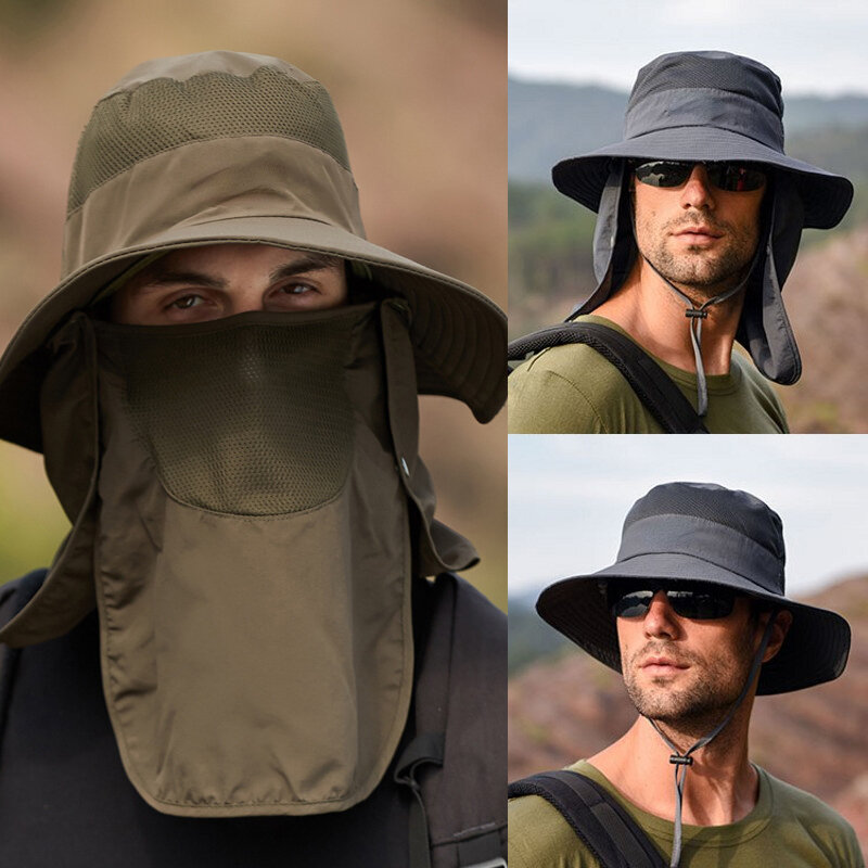 Sombreros de sol con protección UV para hombre y mujer, gorra de pescador con visera extraíble para caza al aire libre, senderismo y acampada, para verano