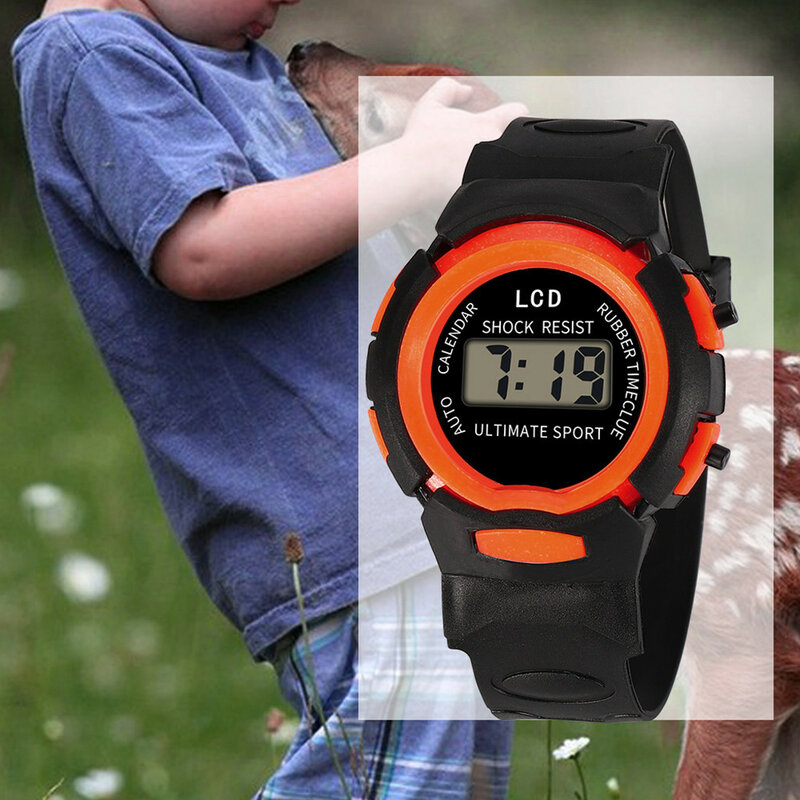 子供用アナログデジタル時計,スポーツLEDディスプレイ,防水,シンプルでファッショナブルなノベルティ