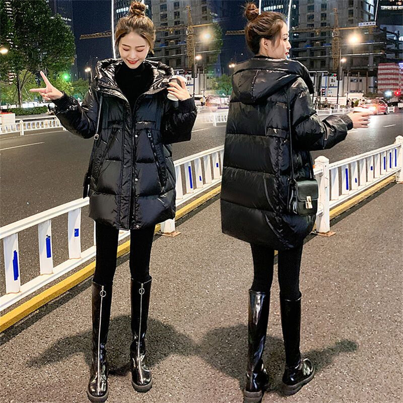 Winter Shiny Long Jacket Women Loose Thick Warm Snow Parkas Female Down Coat Waterproof Outwear