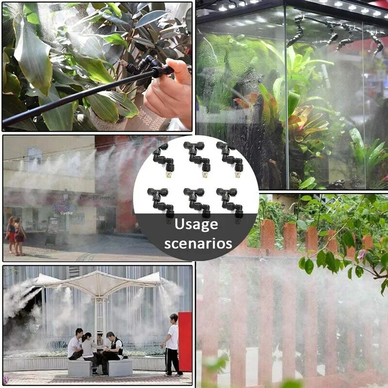 Bocais de nebulização ajustável 360 graus sprinkler 6pcs kit de bocal de pulverizador terrário jardim com efeito de estufa conectores de irrigação