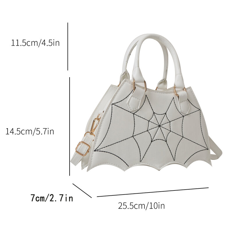 PU Leather Crossbody Bag para Lady, Spider Shape Design, Irregular Shoulder Bag, Irregular Green Handbag, Small Fun, Thread Embroidery, Bat