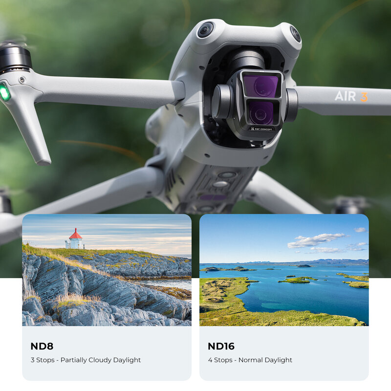 Filtros K & F Concept Drone, vidro óptico multi-revestido, DJI Air 3, CPL, ND8, ND16, ND32, ND64, ND e PL, 28 camadas, acessórios