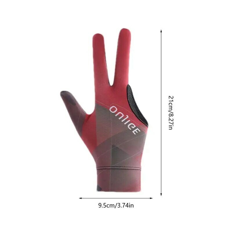 Luvas Esportivas 3-Finger Cue Resistentes ao Desgaste para Homens e Mulheres, Acessórios de Bilhar Respiráveis, Luvas Cue Action