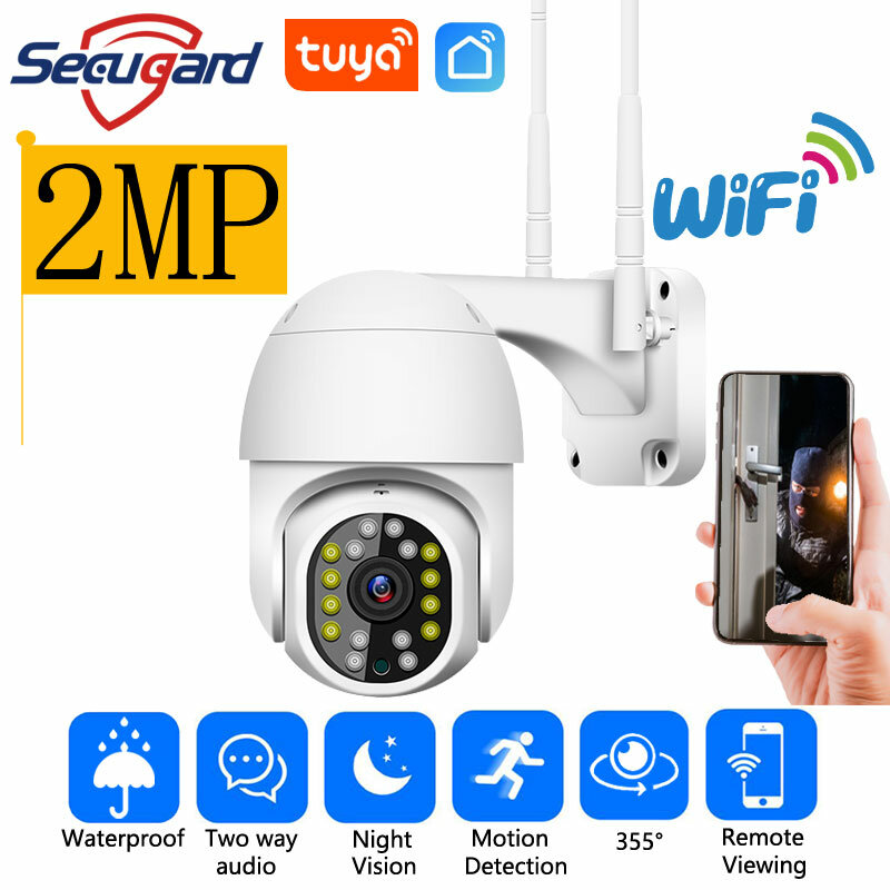 2MP Tuya WiFi Kamera Im Freien 1080P Drahtlose PTZ Überwachung Automatische Tracking Zwei Way Voice IP Cam Home Security Baby monitor