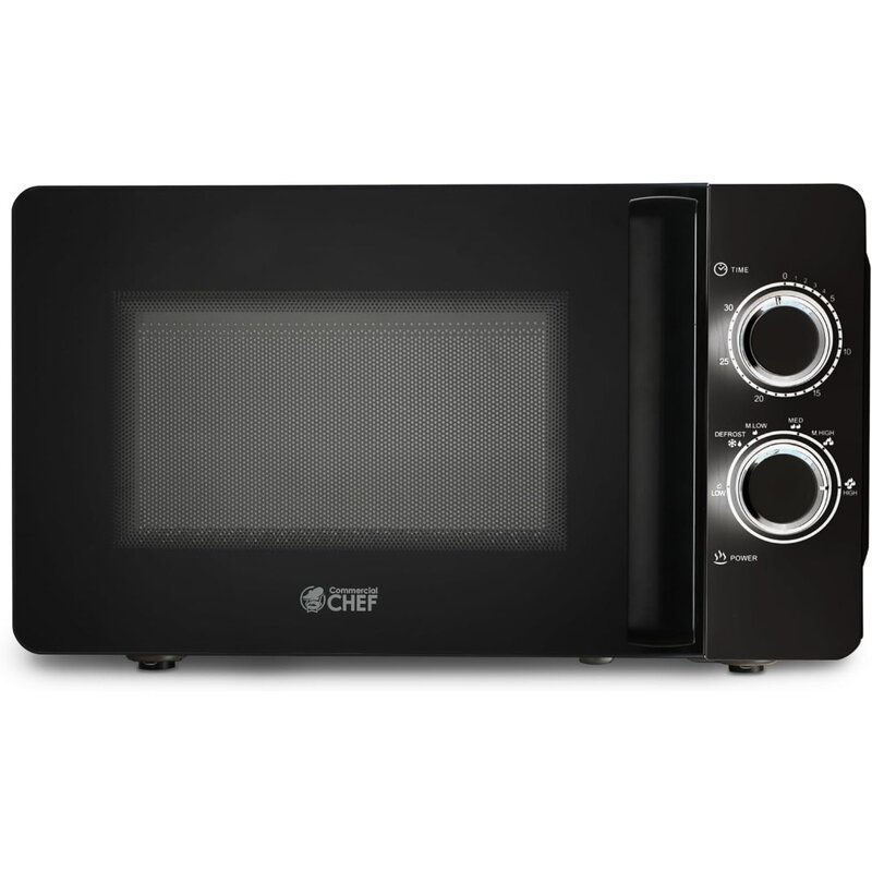 Black Microwave, with Rotary Switch Knob, 700W Countertop Small Microwave, with Microwave Turntable Plate, 6 Level Power