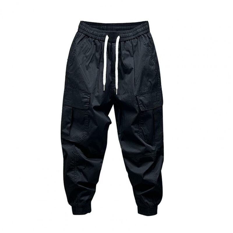 Pantalones bombachos con cintura elástica para hombre, pantalones elegantes con múltiples bolsillos para exteriores, comodidad transpirable, ajuste suelto