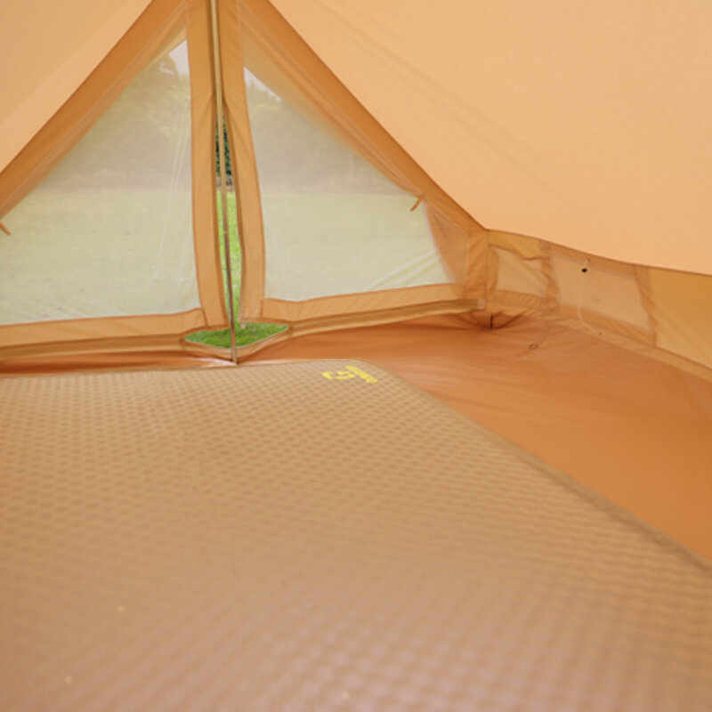 กลางแจ้ง Self-Inflating Camping เต็นท์ที่นอนปิกนิกหนา10ซม.Air Cushion สีเหลือง Moisture-Proof อาหารกลางวัน Break sleeping