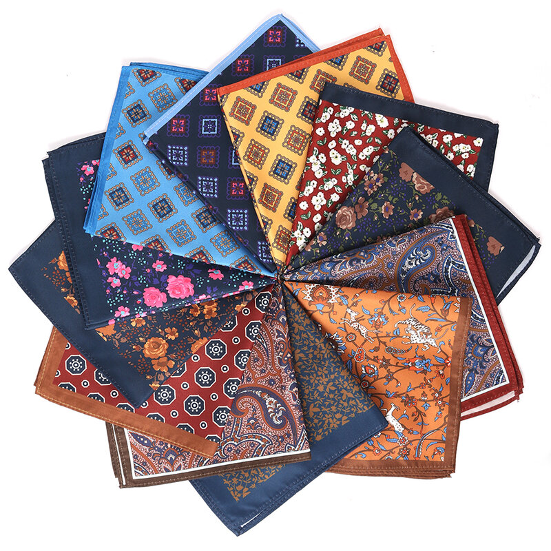 Tailor Smith Mens Pocket Squares Vintage  Printed  Checked Paisley Suit Handkerchiefs Luxury Men Hanky Accessories for gift