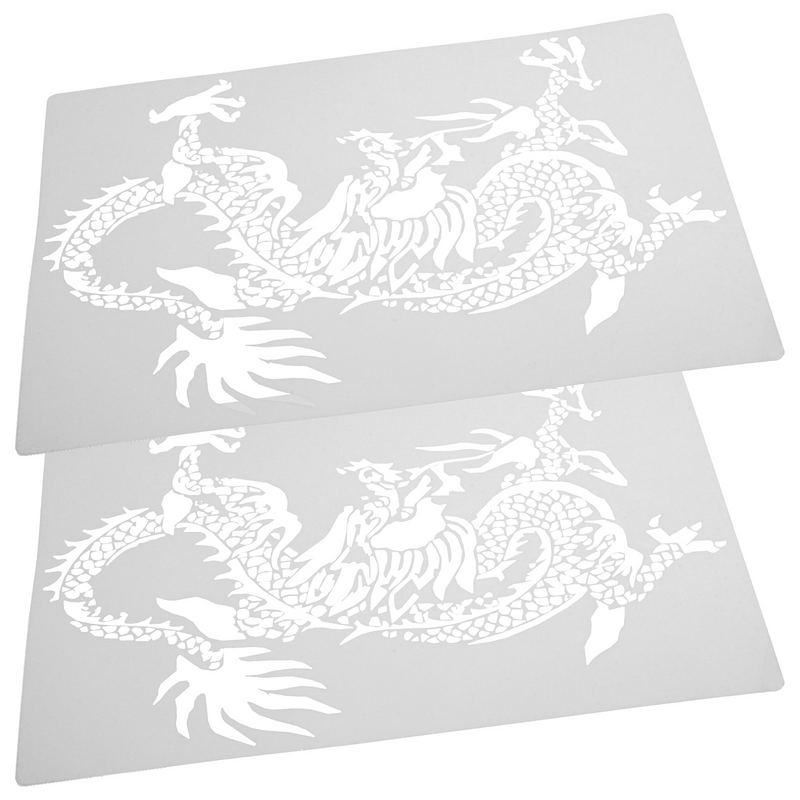 Plantillas de pintura de dragón, 2 piezas, plantillas huecas para dibujo de dragón