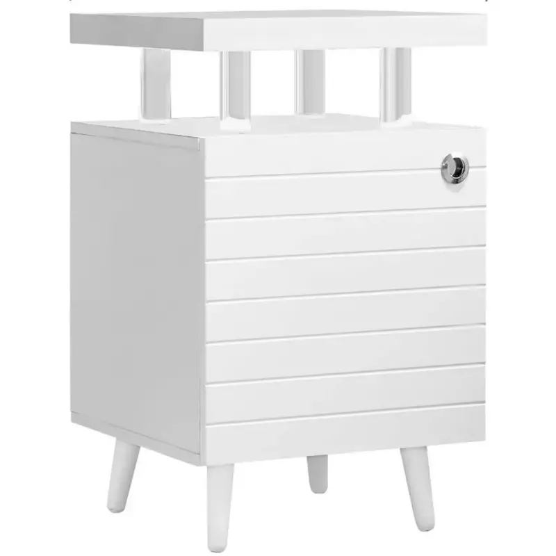 Bedside Tables Modern LED Nightstand Bedside Table End Side With Acrylic Columns for Bedroom Nightstands Furniture for Room Home