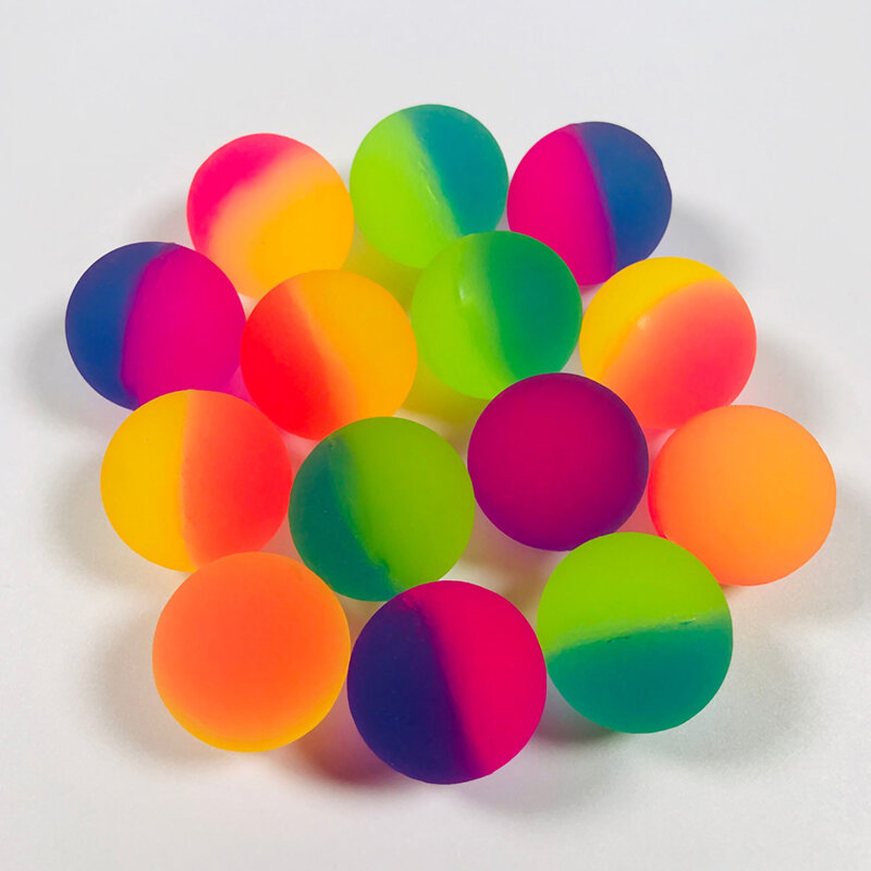 1 buah mainan bola pantul anak laki-laki berwarna anak-anak karet permainan olahraga bola lompat elastis 25mm mainan bola elastis Bicolor