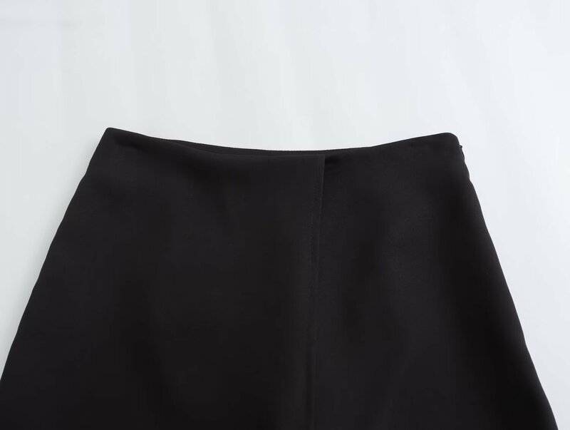 TRAFZA-Mini saia curta feminina com fecho transversal, monocromática, fina, sexy, streetwear, primavera, verão, 2022