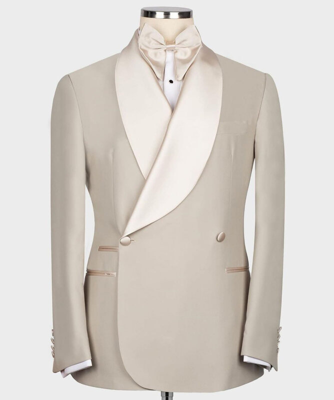 Klassische Hochzeits anzüge für Männer Schal Revers Bräutigam tragen Slim Fit Business Office Smoking 2 Stück Jacke Hosen nach Maß
