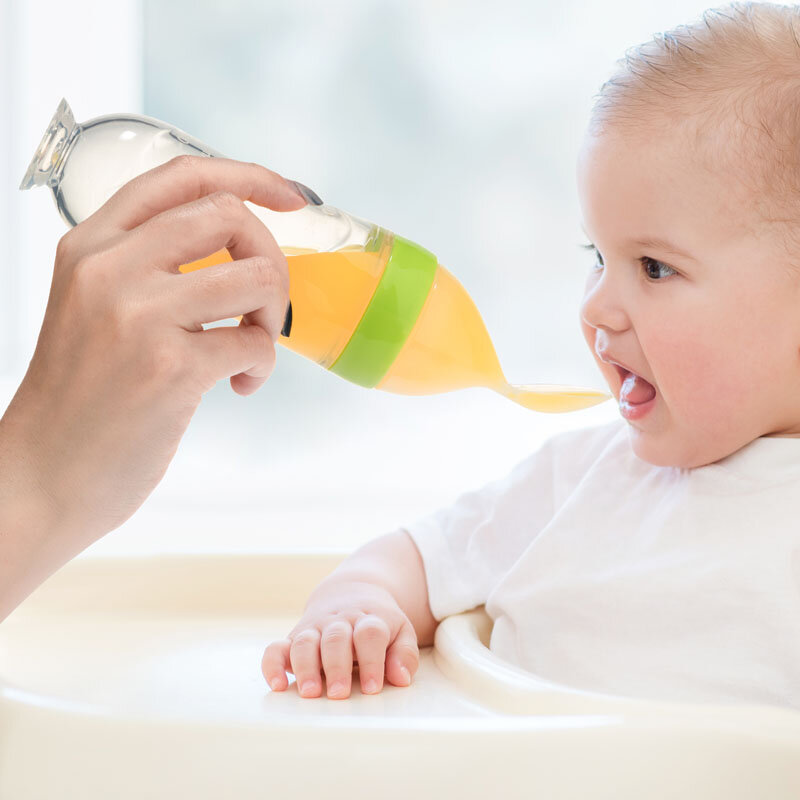 5ชิ้นซิลิโคนบีบให้อาหารขวดช้อนป้อนทารกแรกเกิดการฝึกอบรมเครื่องดื่มช้อนอุปกรณ์การฝึกอบรมที่ปลอดภัย