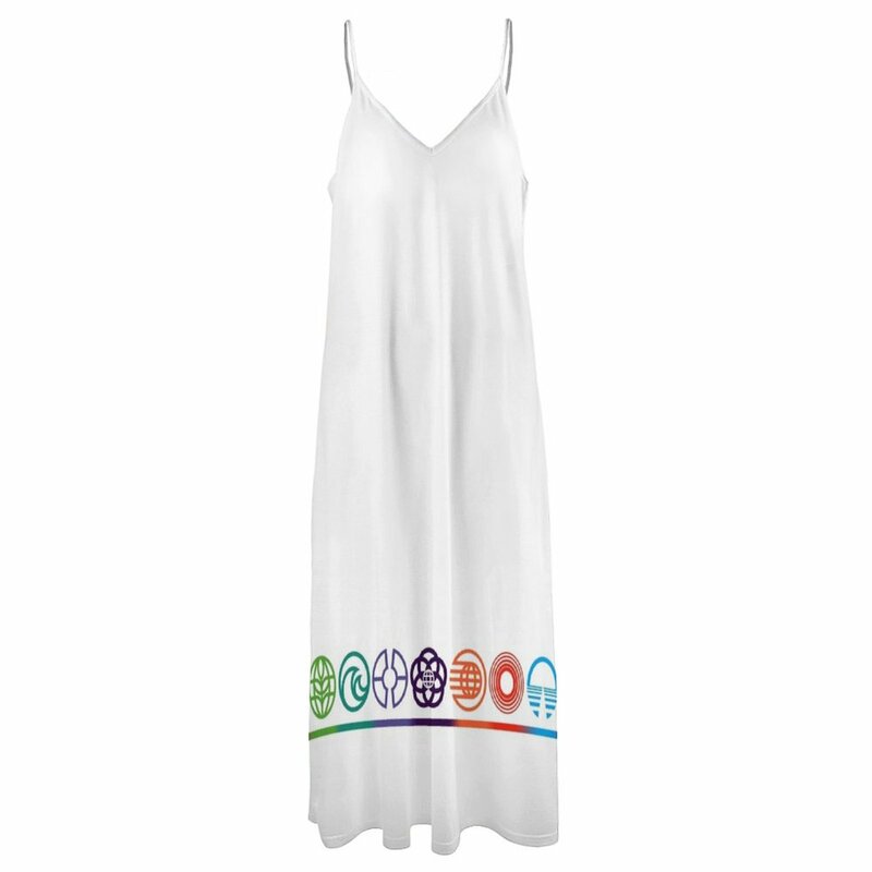 Gaun tanpa lengan EPCOT Center Retro Future World Pavilion logo gaun elegan untuk wanita gaun panjang untuk wanita