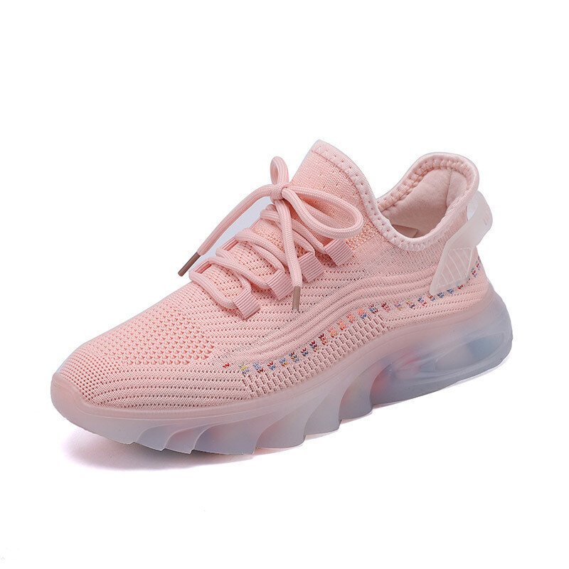 Multi Style Personalized Women's New Full Court Sports Shoes Flying Woven Breathable Soft Sole Casual Shoes