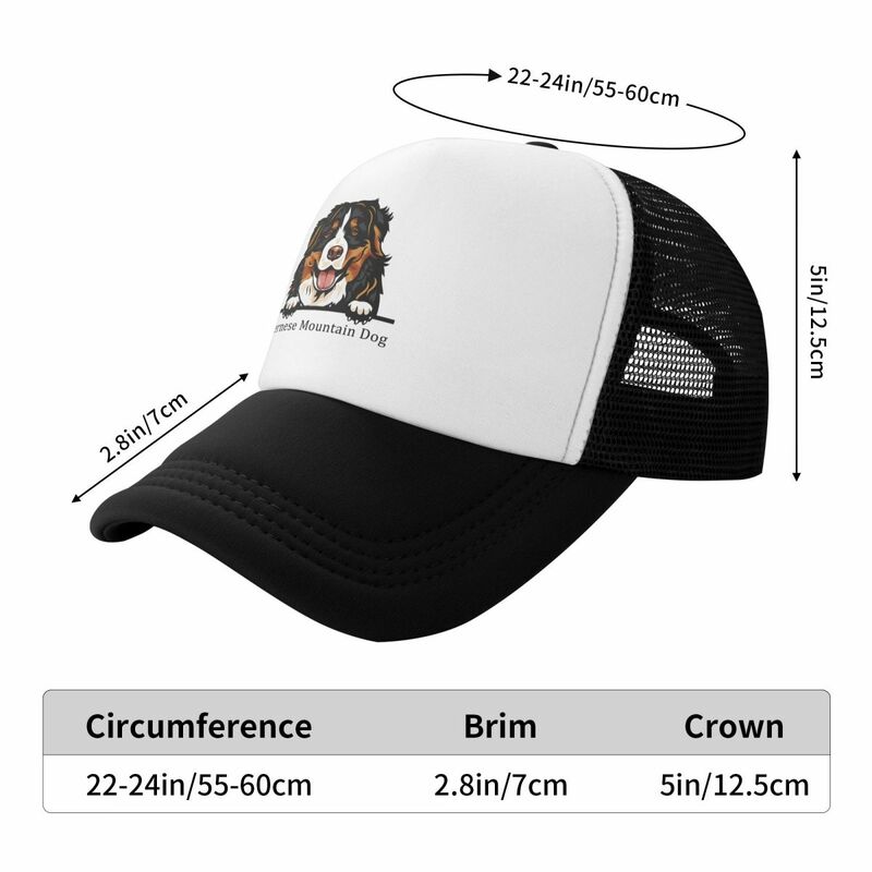 Custom Bernese Mountain Dog Baseball Cap for Men Women Breathable Pet Animal Trucker Hat Streetwear