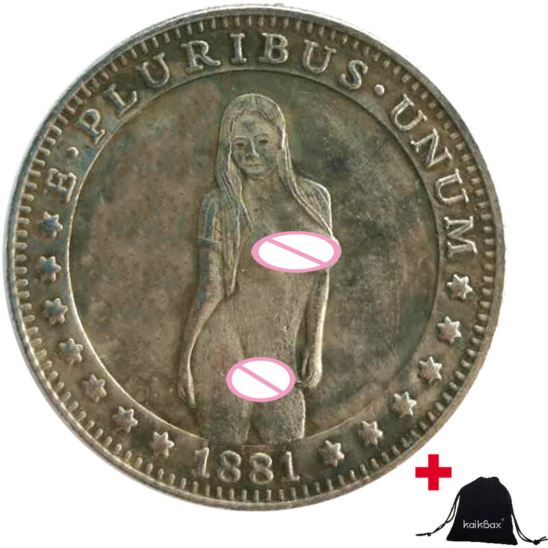 Luxury Nightclub Sexy Girlfriend One-Dollar US Art Coins Funny Couple Coin Fun Pocket Coin Commemorative Lucky Coin+Gift Bag
