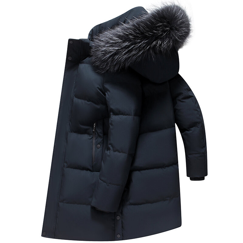 Пуховик мужской длинный, куртка-пуховик на утином пуху, парка с подкладкой, верхняя одежда для холодной зимы