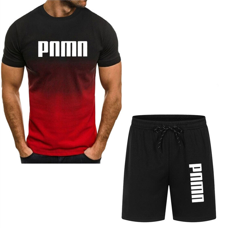Модная мужская спортивная одежда футболка с коротким рукавом летняя одежда шорты летний повседневный костюм для бега Мужской комплект из двух предметов