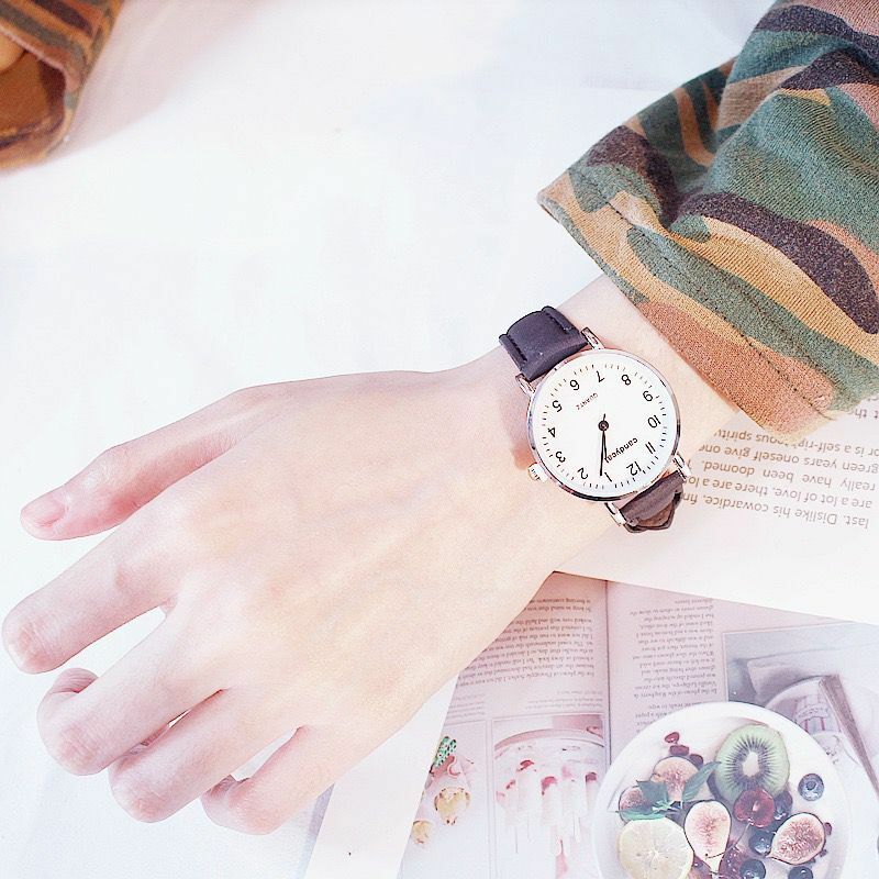 Modne dorywczo panie wysokiej jakości skórzany pasek kwarcowy tarcza ze stali nierdzewnej zegarek uczeń dziewczyna cyfrowe minimalistyczne retro clo
