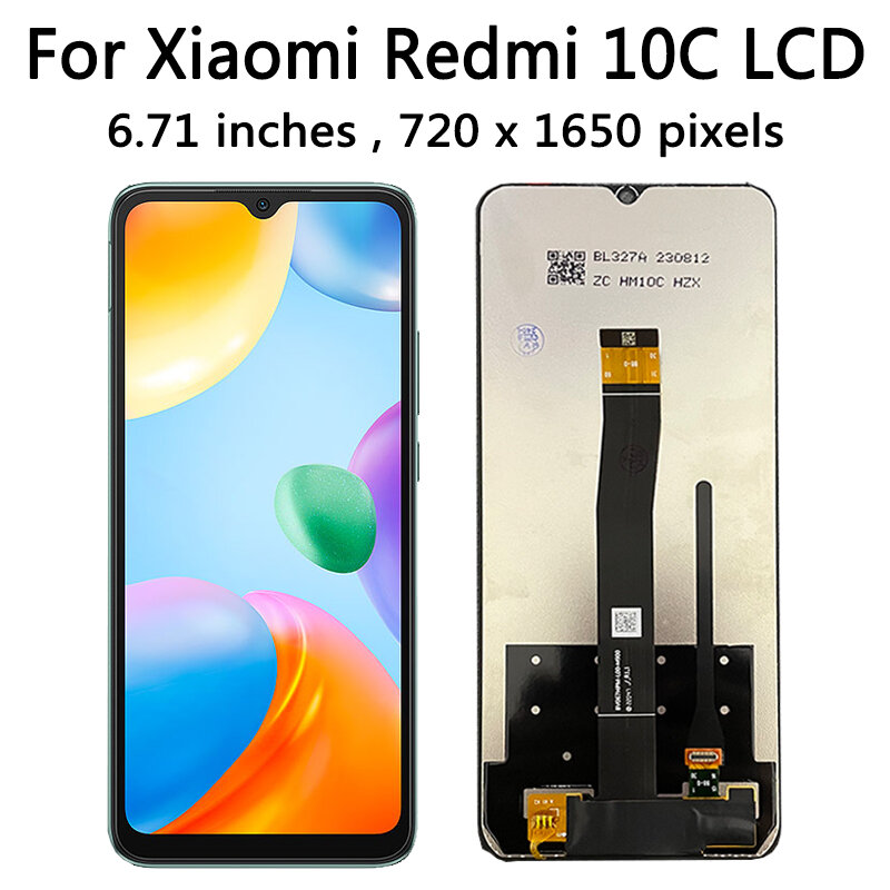 6.71 "Asli untuk Xiaomi Redmi 10c Layar Lcd Layar Sentuh Digitizer Assembly untuk Redmi 10c Lcd 220333QBI Bingkai Tampilan Perbaikan