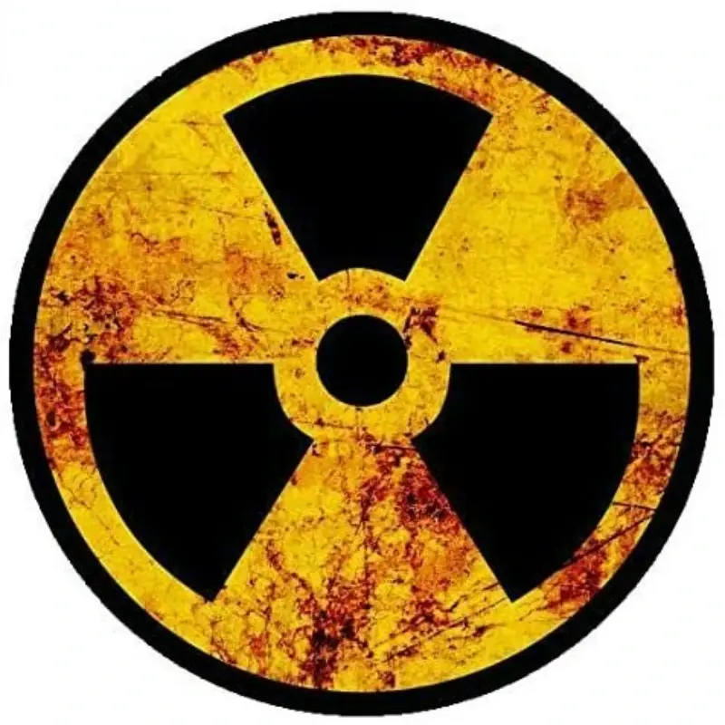Radiação Nuclear Rustic Symbol Stickers, Advertência Adesivos, Produtos de carro, Peças Exteriores, Cobrir Riscos, PVC, 10cm