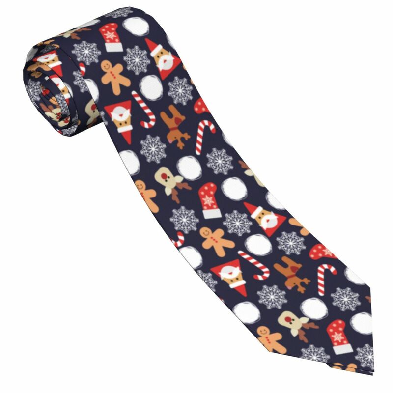 Mens Tie Classic Skinny Happy New Year And Christmas Day Icons Neckties Narrow Collar Slim Casual Tie Accessories Gift