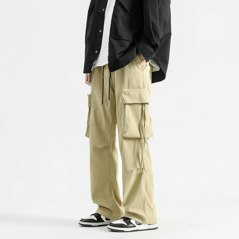 Pantalon de jogging pour homme, streetwear, poche latérale, cargo, ruban, taille élastique, sarouel, survêtement, grande taille