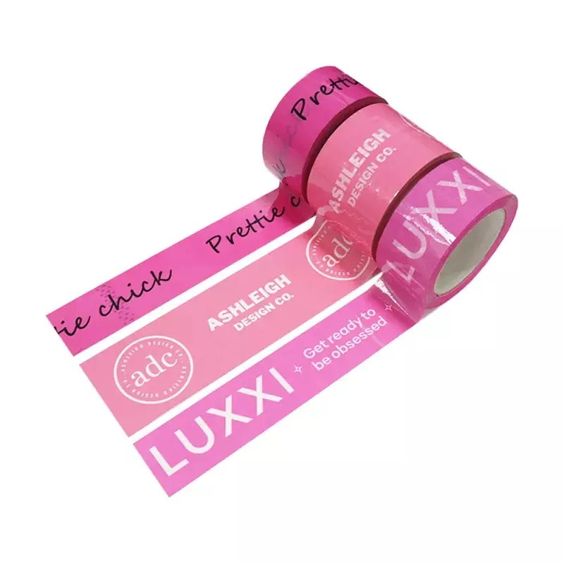 Cinta adhesiva de embalaje con logotipo, producto personalizado impreso de marca, color rosa, envío Bopp