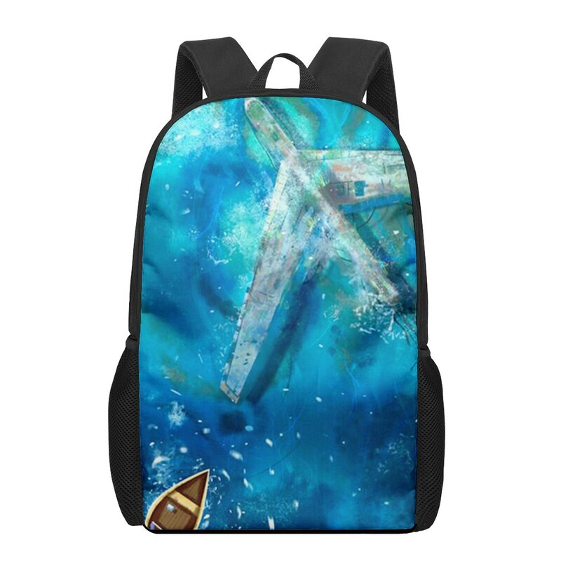 Aircraft Sky Print School Bags for Boys Girls Primary Students Backpacks Kids Book Bag Satchel Back Pack Large Capacity Backpack