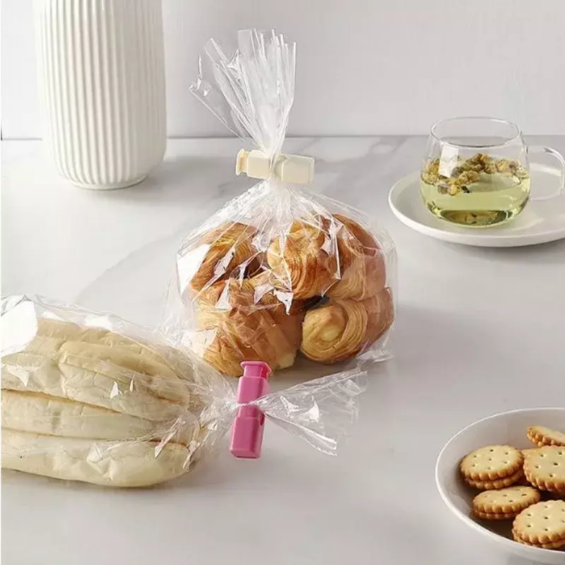 Clips de sellado de alimentos reutilizables, abrazadera de plástico de bolsillo para sellado de bolsas de pan y aperitivos, almacenamiento de verduras, grano para el hogar, 12/1 piezas