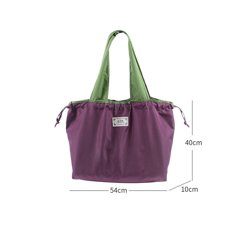 حقيبة تسوق نايلون قابلة للطي برباط ، محمولة ، سهلة الاستخدام ، وحزام ، وسفر ، وسوبر ماركت