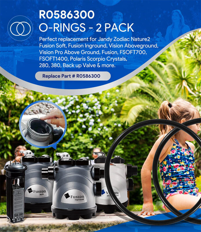 ANX 2 Pcs R0586300 O-ring con collare VITON grande sostituisci per Zodiac Nature 2 Fusion, Fusion Soft, interred, Vision fuori terra