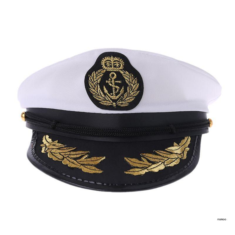 Casquette capitaine bateau Yacht blanc pour adulte, Costume fête, robe Cosplay, chapeau marin