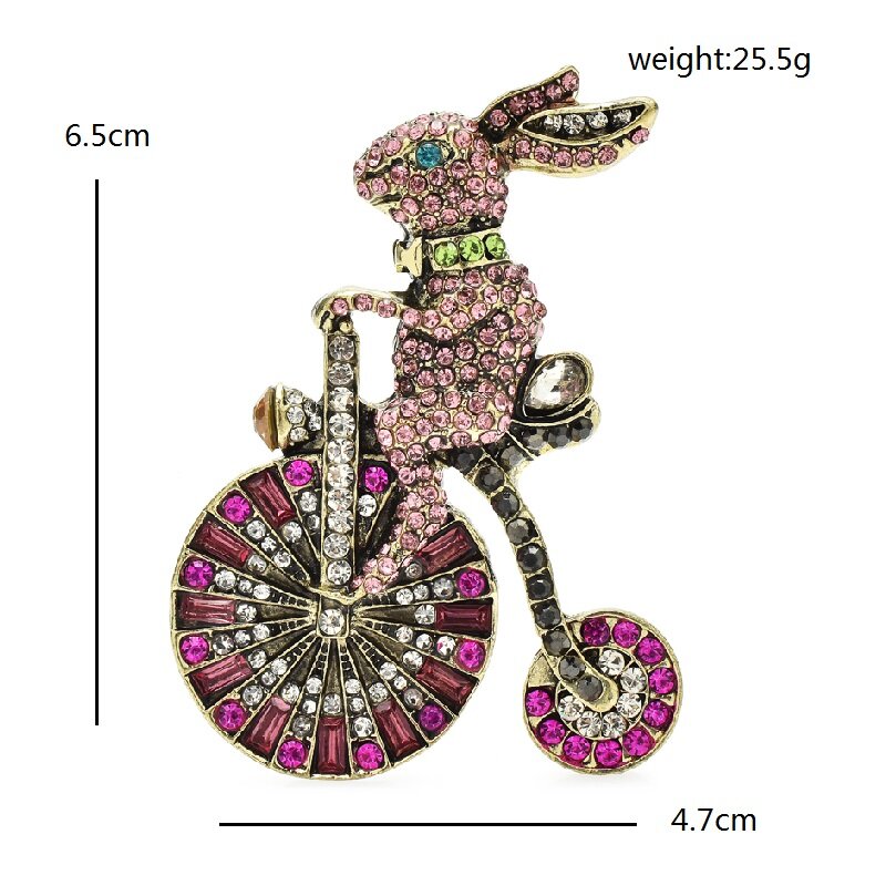 Wuli & baby Riding Bike Rabbit spille donna Shinning strass Lovely Cartoon Bunny Pets Party Office spilla Pin Gifts