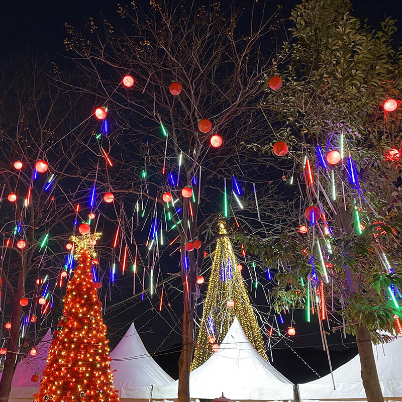 الشمسية LED النيزك دش ضوء 30/50 سنتيمتر 8 أنابيب عطلة ضوء سلسلة في الهواء الطلق مقاوم للماء الجنية حديقة جارلاند عيد الميلاد الديكور