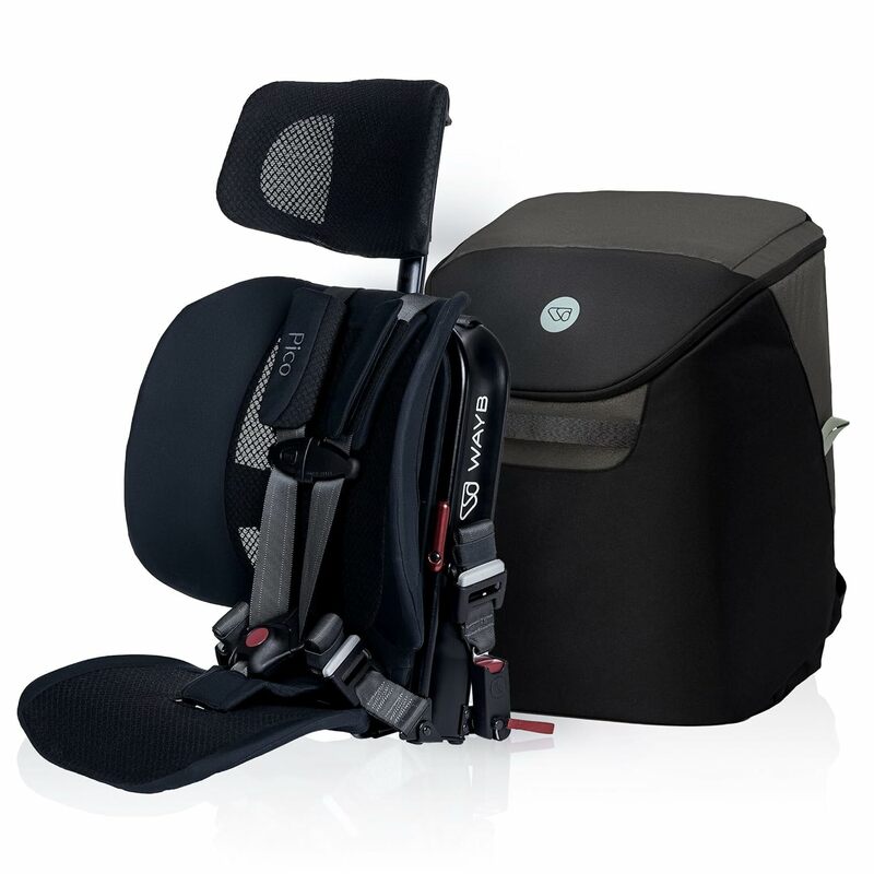 WAYB Pico kursi mobil perjalanan dengan tas pembawa Premium-ringan, portabel, dapat dilipat-sempurna untuk pesawat, Rideshares