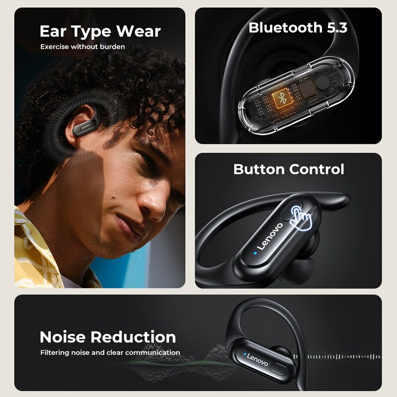 Lenovo XT60 deportes auriculares inalámbricos con micrófonos, control de botón