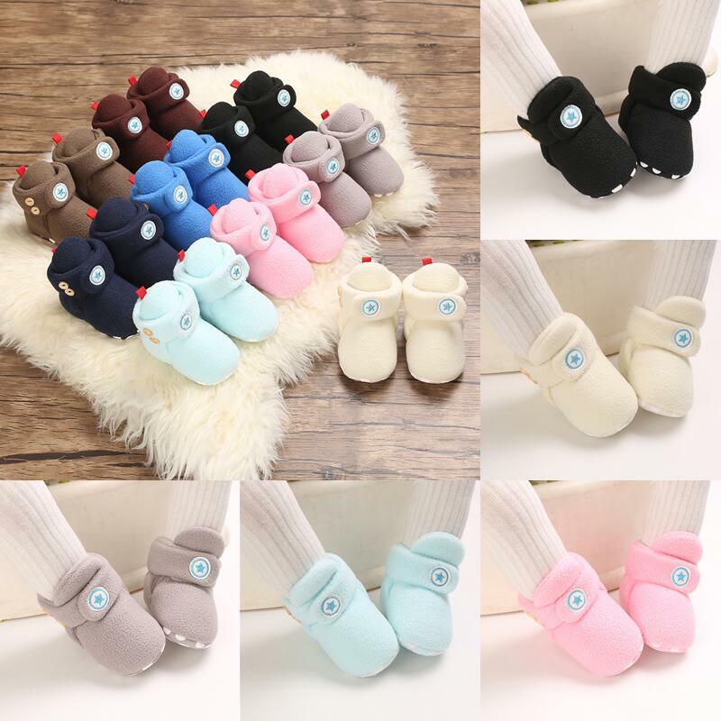 New Fashion Baby Shoes Boys And Girls Solid Color Warm Cotton Baby Shoes First Walker Boots Comfortable Soft Warm Crib Shoes