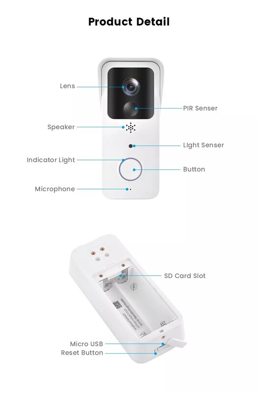 5G 2,4G Wi-Fi Видеозвонок 1080P умный наружный беспроводной домофон Tuya Водонепроницаемая беспроводная камера с блоком питания переменного/постоянного тока