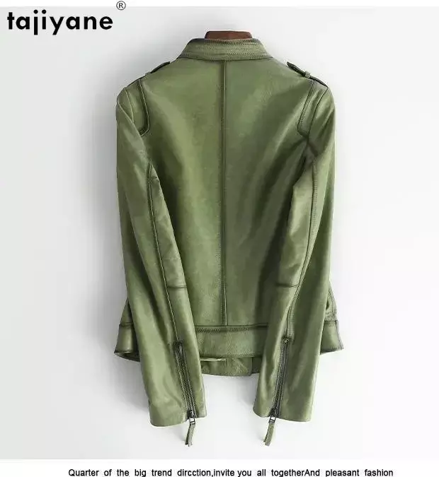 Tajeyane-Chaqueta de cuero auténtico para mujer, abrigo corto de piel de oveja auténtica, ropa de calle coreana, SGG, 2023