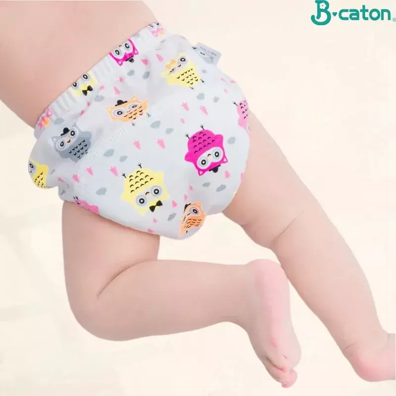 Pañal reutilizable con estampado de dibujos animados para bebé, tela de algodón impermeable de 6 capas, pantalones de entrenamiento transpirables, pañal para niño pequeño